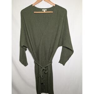 Kori America Womens Olive Ribbed Knit Deep V Sweater Dress M/L‎ Nursing Friendly